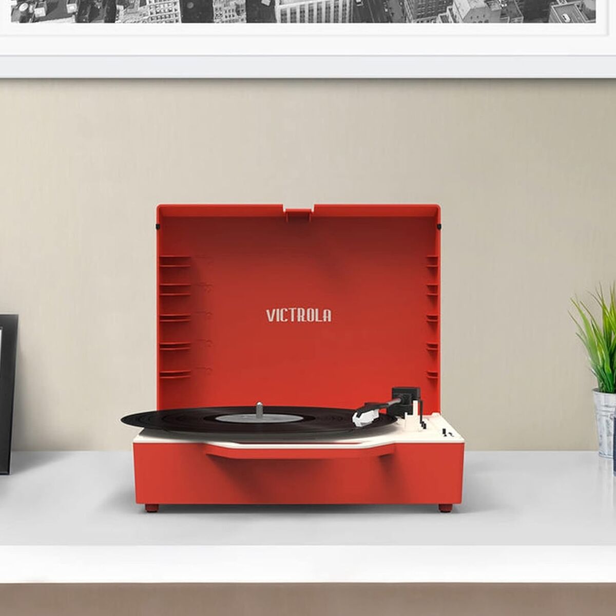 Record Player Victrola Re-Spin Red-2