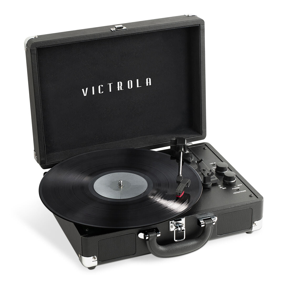 Gira-Discos Portátil Victrola Journey Preto para Ouvir Vinil em Casa ou em Viagem-0