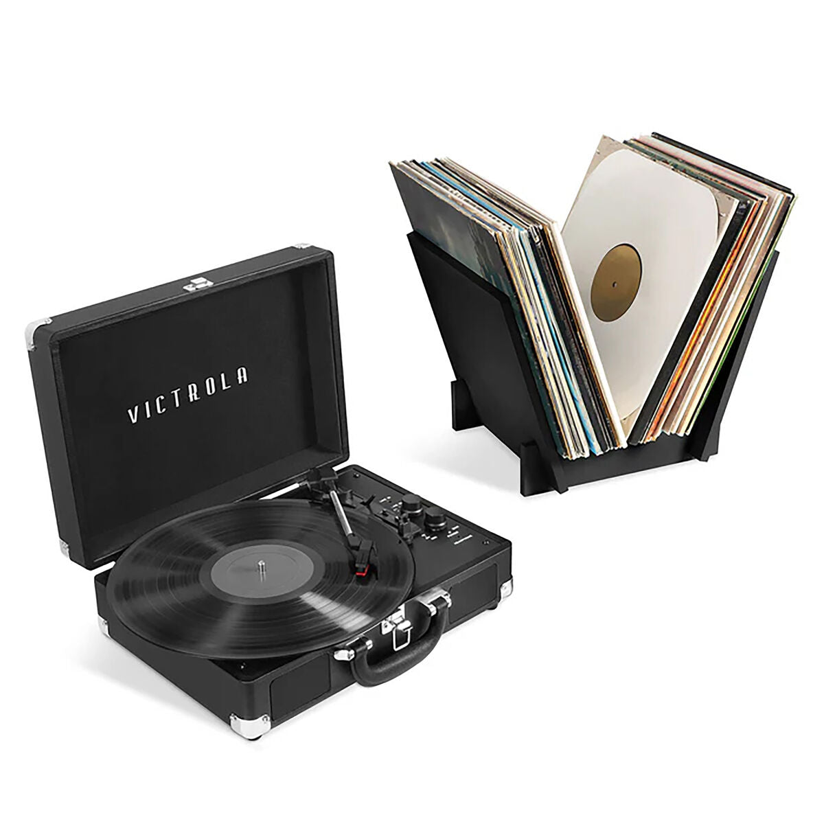 Gira-Discos Portátil Victrola Journey Preto para Ouvir Vinil em Casa ou em Viagem-4