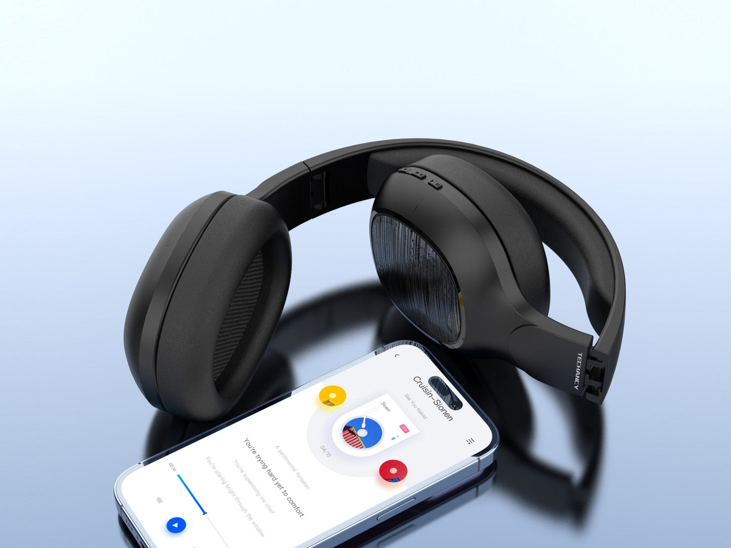 Techancy Auscultadores Sem Fios TH5213, Reprodução De Música 12h, Efeito Estéreo, Design Dobrável, Confortável De Usar.-3